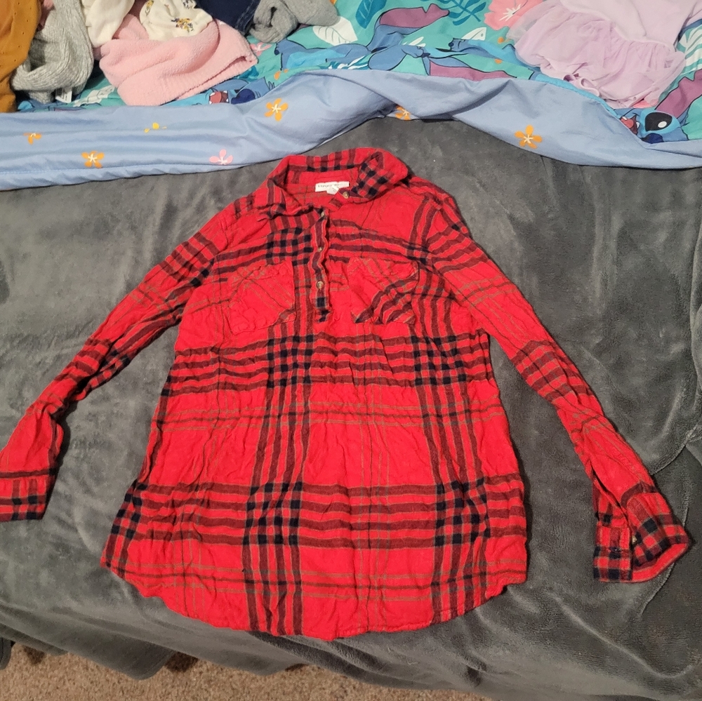 Red and black plaid top